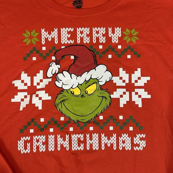 Dr. Seuss The Grinch Merry Grinchmas Christmas Sweatshirt Adult XL Red Ugly - Picture 3 of 8